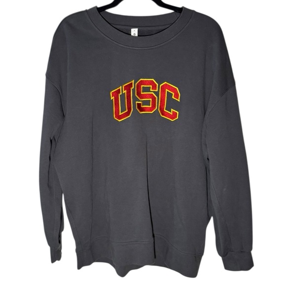 lululemon athletica Tops - LULULEMON x USC Trojans Perfectly Oversized Black Crew Neck Sweatshirt Size 6